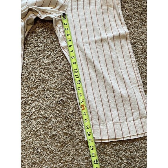 J Jill Linen Stretch Pants Womens M Petite Jenna Striped Belted Wide Leg Crop - Picture 10 of 10
